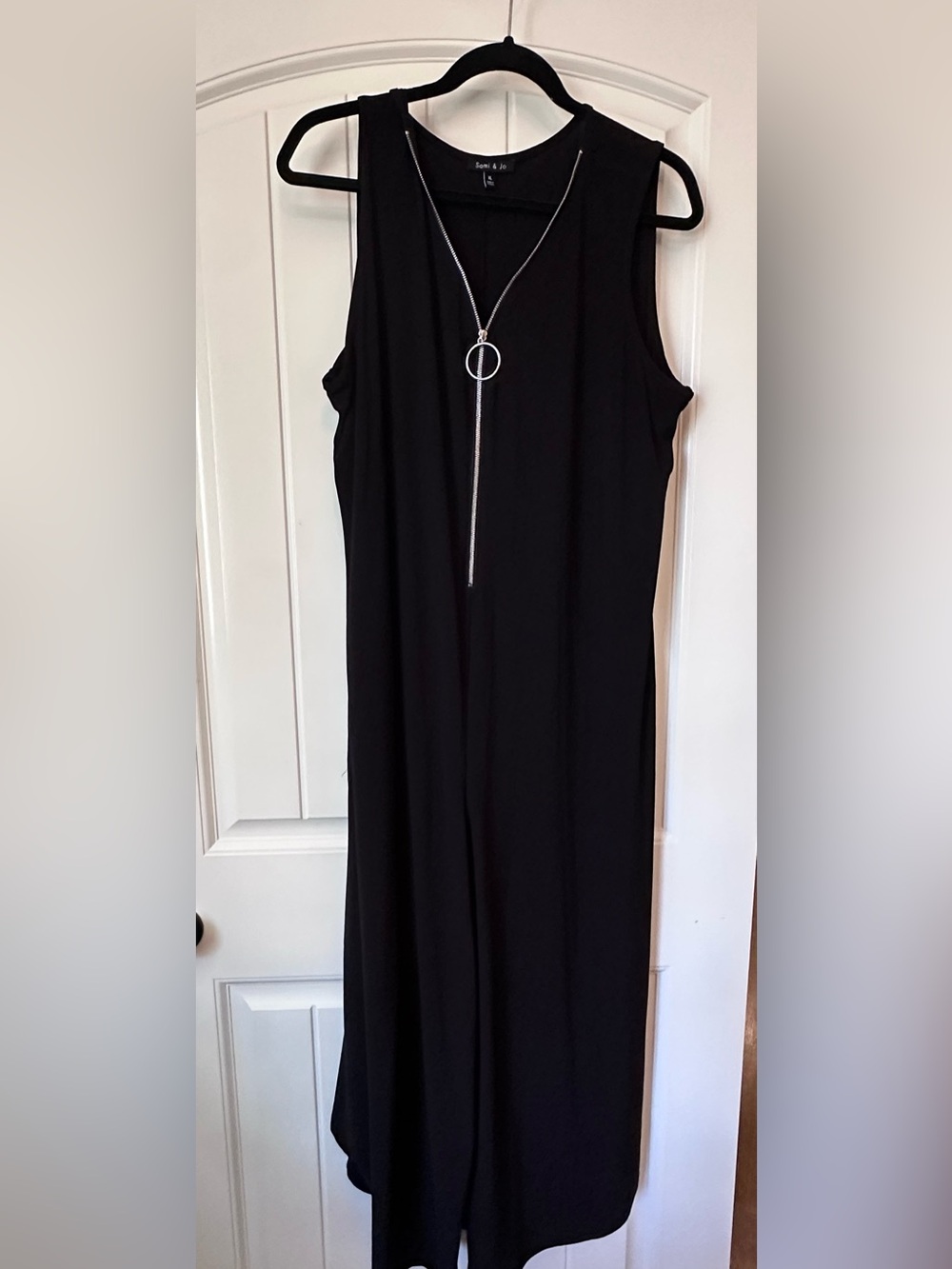 Sami & Jo Black Sleeveless Maxi Dress with Silver Ring-Zip